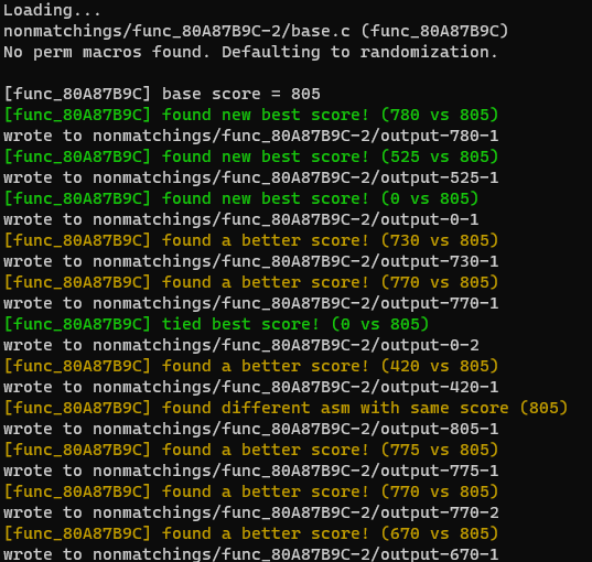 Permuter console output